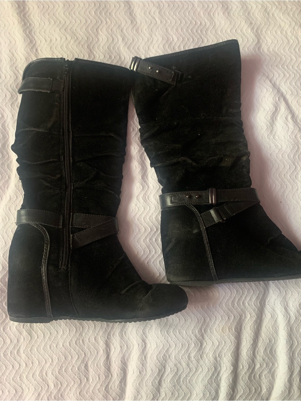 Black Women's Mid-Calf Wedge Boots -forever 21